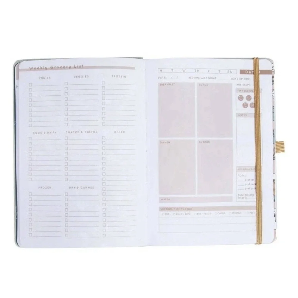 Blogilates 12‎ Week Fit Journal Hard Cover Elastic Closure Preprinted Pages NEW - Picture 3 of 9